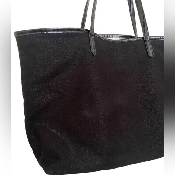Victoria's Secret BLK Shimmer Canvas Tote Clear Plastic Front V Panel Tiger Bag - Picture 4 of 13